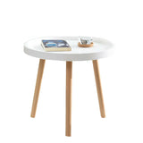 Waterproof Round Tray Beech Three Leg Coffee Table Image - 13