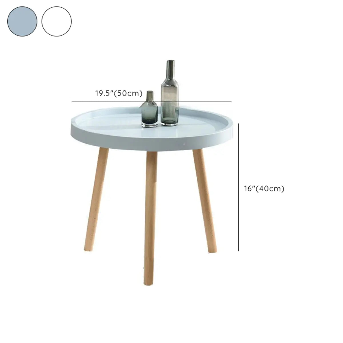 Waterproof Round Tray Beech Three Leg Coffee Table 