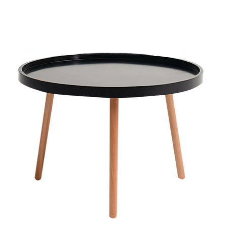 Waterproof Round Tray Beech Three Leg Coffee Table Image - 2