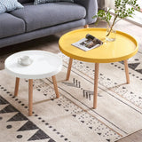 Waterproof Round Tray Beech Three Leg Coffee Table Image - 4