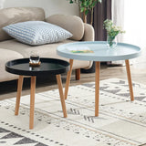 Waterproof Round Tray Beech Three Leg Coffee Table Image - 6