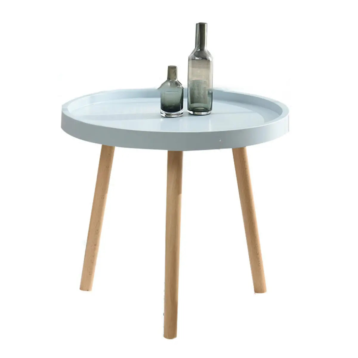 Waterproof Round Tray Beech Three Leg Coffee Table Image - 9