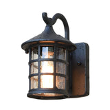 Waterproof Rustic Black Birdcage Glass Outdoor Wall Light Image - 3