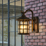 Waterproof Rustic Black Birdcage Glass Outdoor Wall Light Image - 5