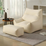 Waterproof Tan Oversized Faux Leather Zipper Bean Bag Chair Image - 2