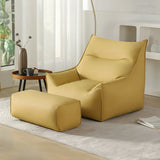 Waterproof Tan Oversized Faux Leather Zipper Bean Bag Chair Image - 5