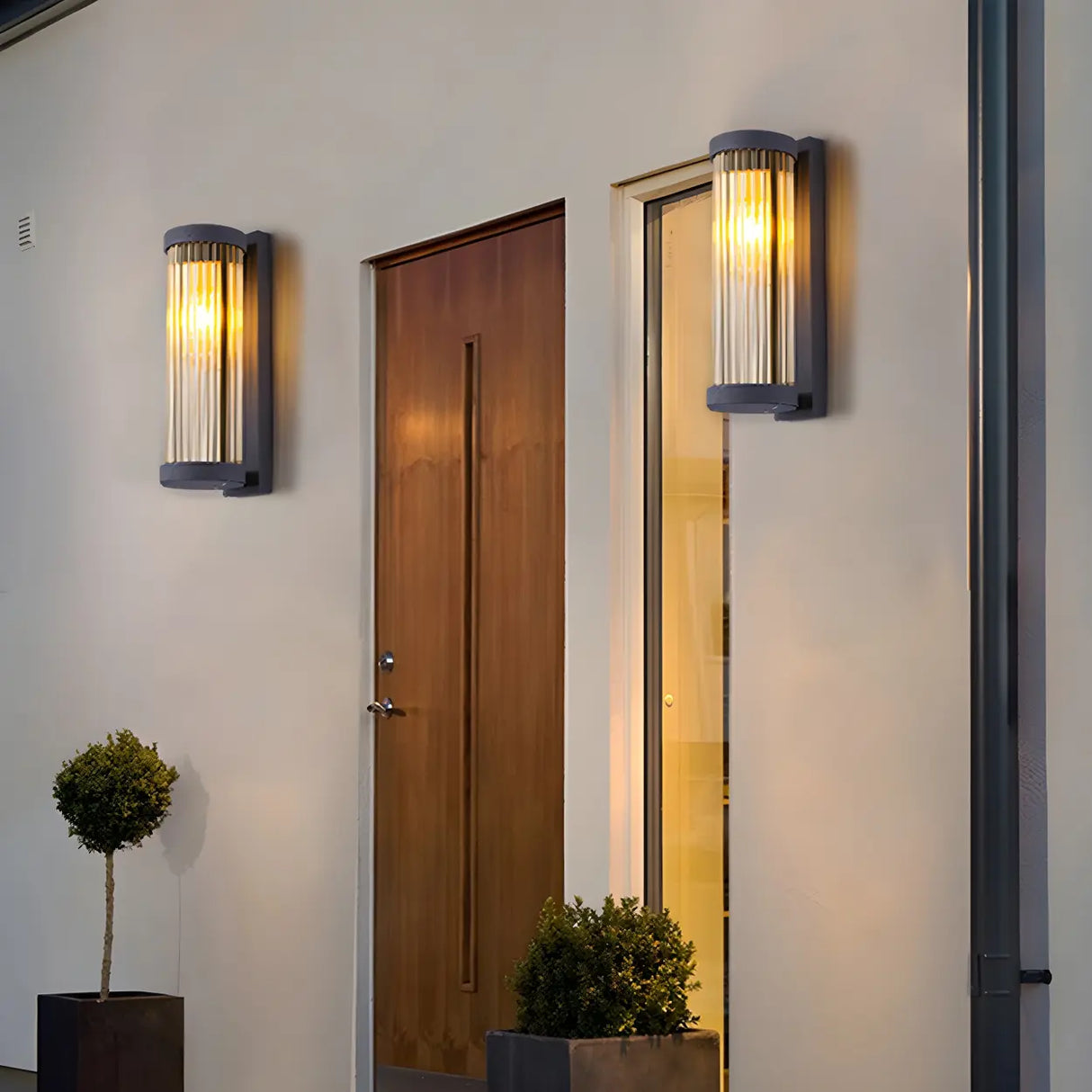 Waterproof Vertical Glass Black Exterior Wall Lamp Image - 1