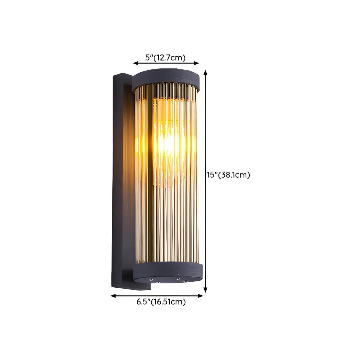 Waterproof Vertical Glass Black Exterior Wall Lamp 