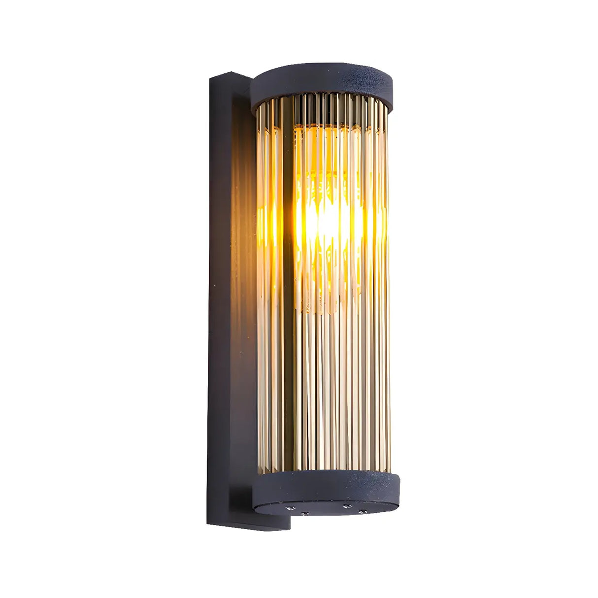 Waterproof Vertical Glass Black Exterior Wall Lamp Image - 5