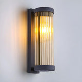 Waterproof Vertical Glass Black Exterior Wall Lamp Image - 6