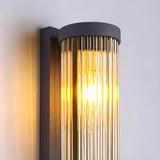 Waterproof Vertical Glass Black Exterior Wall Lamp Image - 9