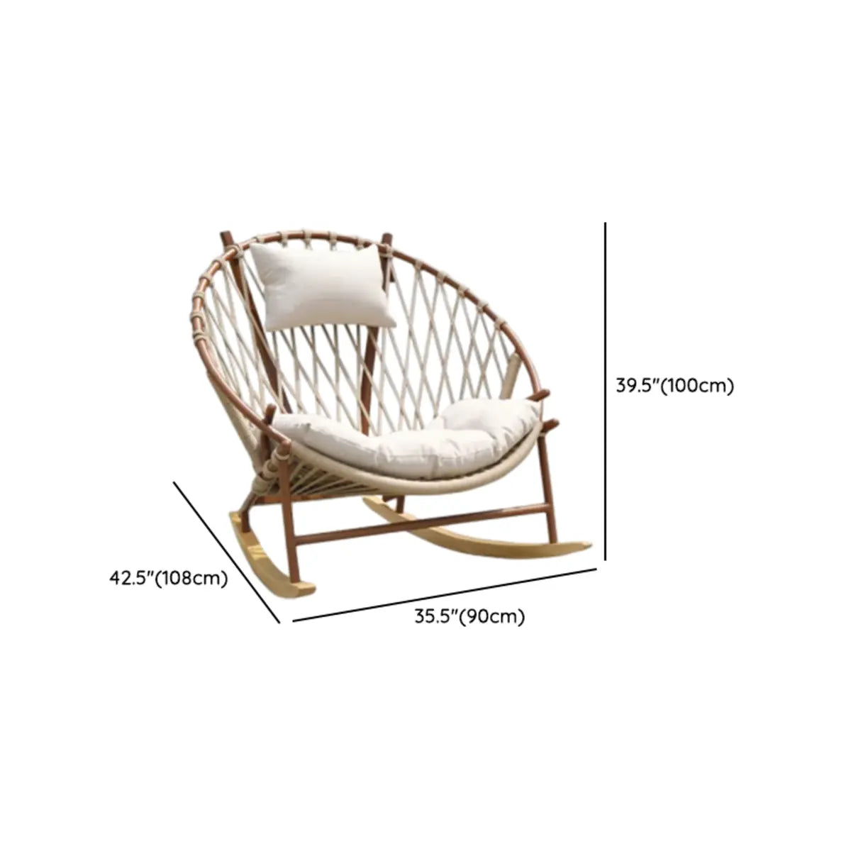 Waterproof Wood Track Arms Outdoor Rocking Chair 