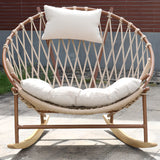 Waterproof Wood Track Arms Outdoor Rocking Chair Image - 4