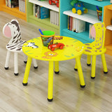 Waterproof Yellow Wood Square Toddler Table Chair Set Image - 17