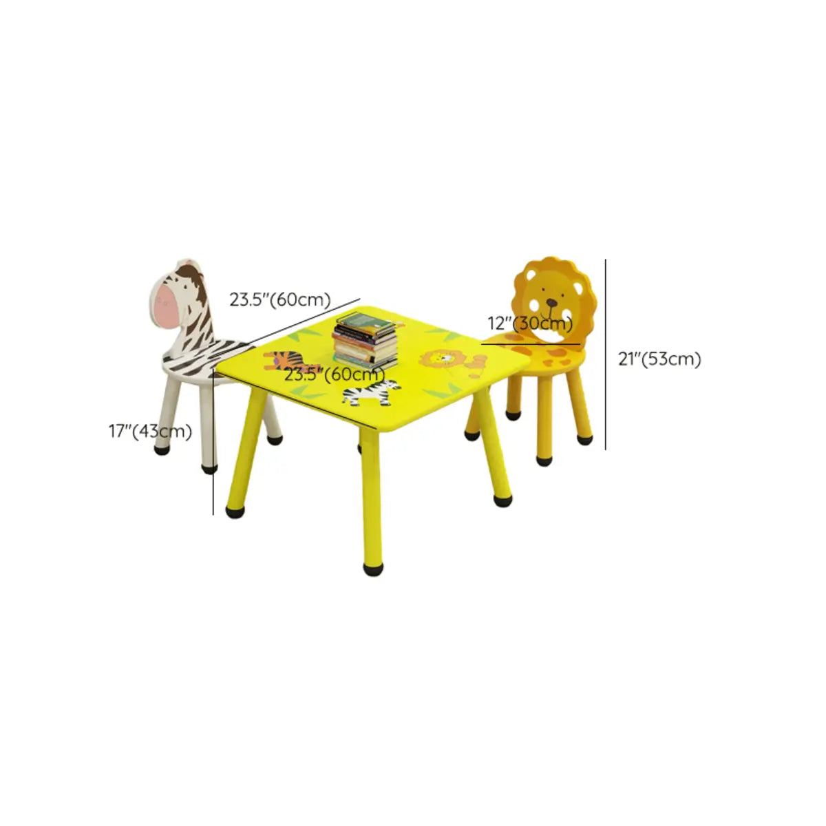 Waterproof Yellow Wood Square Toddler Table Chair Set Image - 24