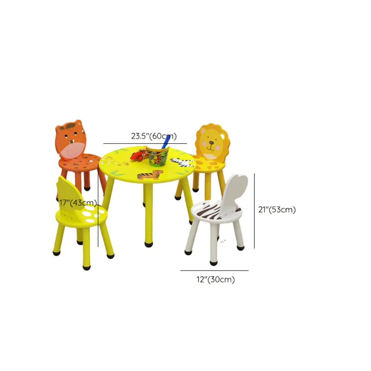 Waterproof Yellow Wood Square Toddler Table Chair Set Image - 32