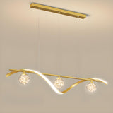 Wave Design Gold LED Pendant Light Kitchen Island Image - 10