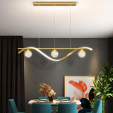 Wave Design Gold LED Pendant Light Kitchen Island Image - 15