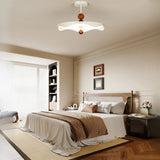 Wave Round White Metal Wood Ball Bedroom LED Chandelier Image - 5