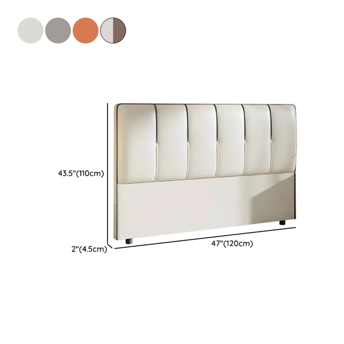 Wavy Off-White Upholstered Free-Standing Headboard 