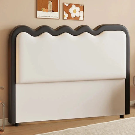 Wavy Off-White Upholstered Free-Standing Headboard Image - 2