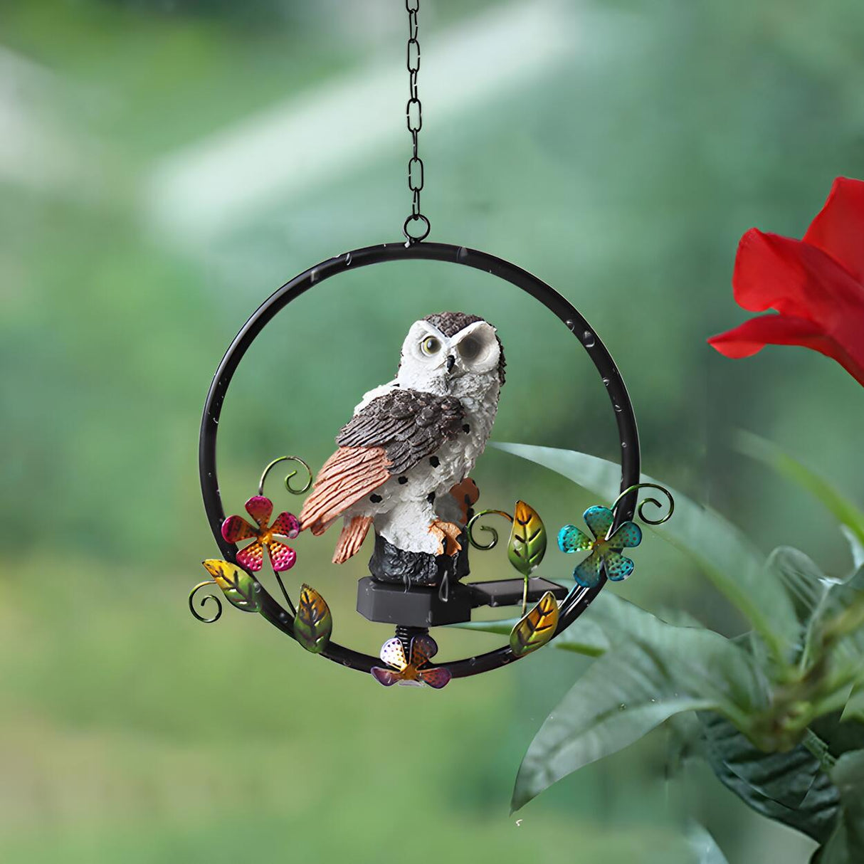 Whimsical Bird Solar Outdoor Hanging Pendant Light Image - 1