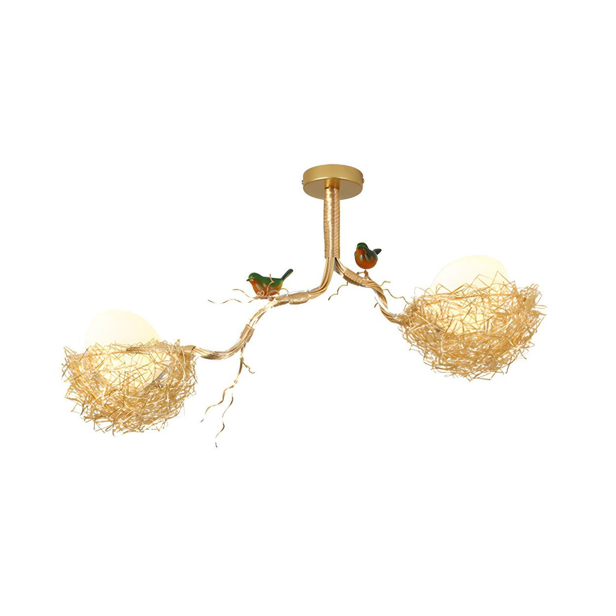 Whimsical Nature Bird Nest White Glass Ball Chandelier Image - 4