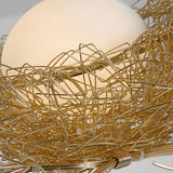 Whimsical Nature Bird Nest White Glass Ball Chandelier Image - 7