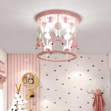 Whimsical Pink Carousel Resin Flush Mount Ceiling Light Image - 4