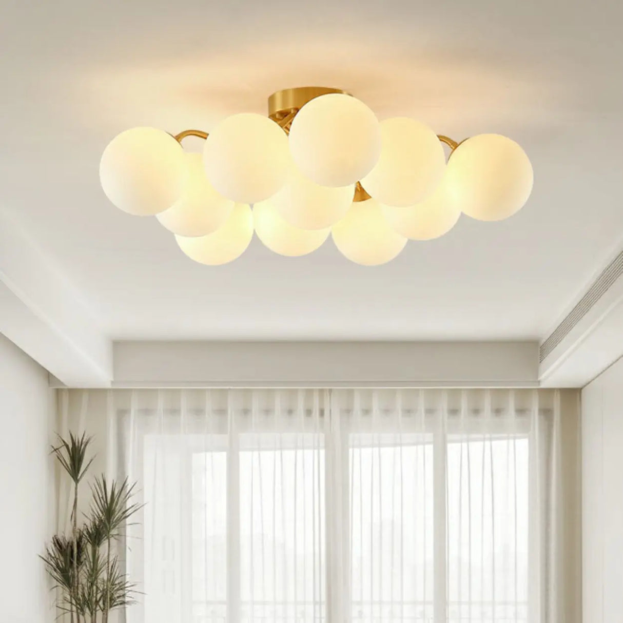 Whimsical White Bubble Glass Semi-Flush Mount Light Image - 2