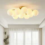 Whimsical White Bubble Glass Semi-Flush Mount Light Image - 2