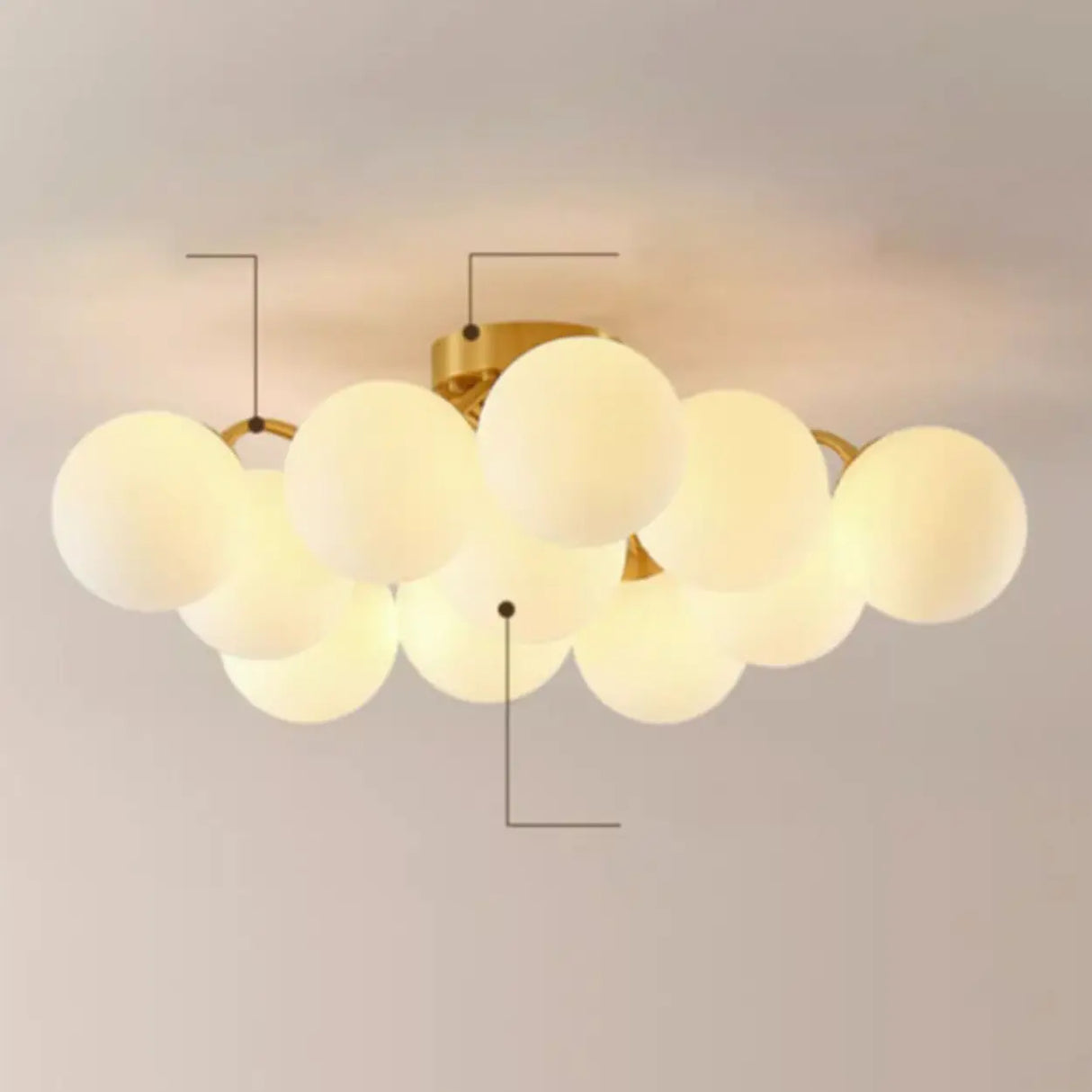 Whimsical White Bubble Glass Semi-Flush Mount Light Image - 7