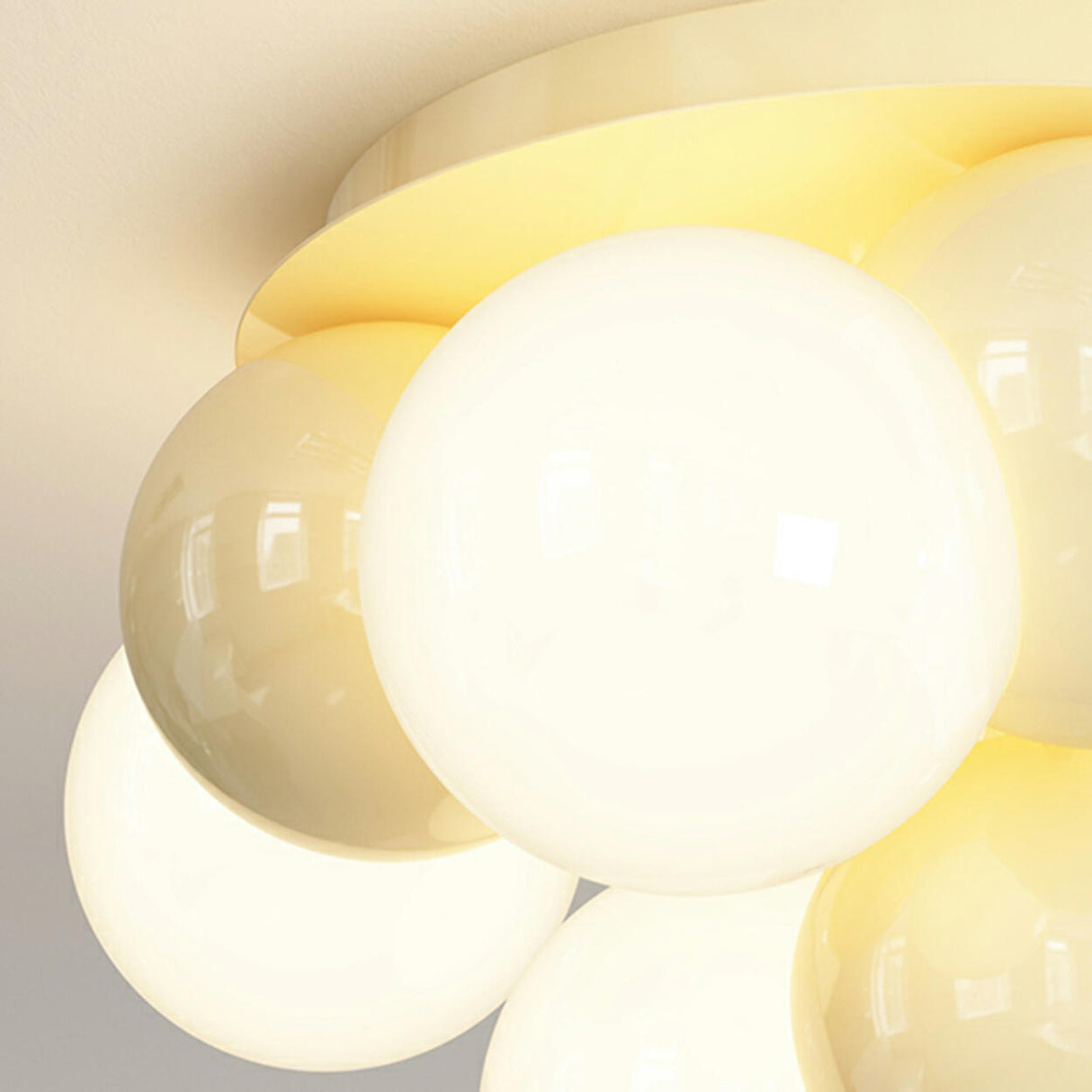 Whimsical White Bubble Small Flush Mount Ceiling Light Image - 12