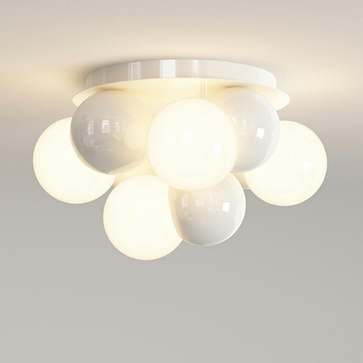 Whimsical White Bubble Small Flush Mount Ceiling Light Image - 6