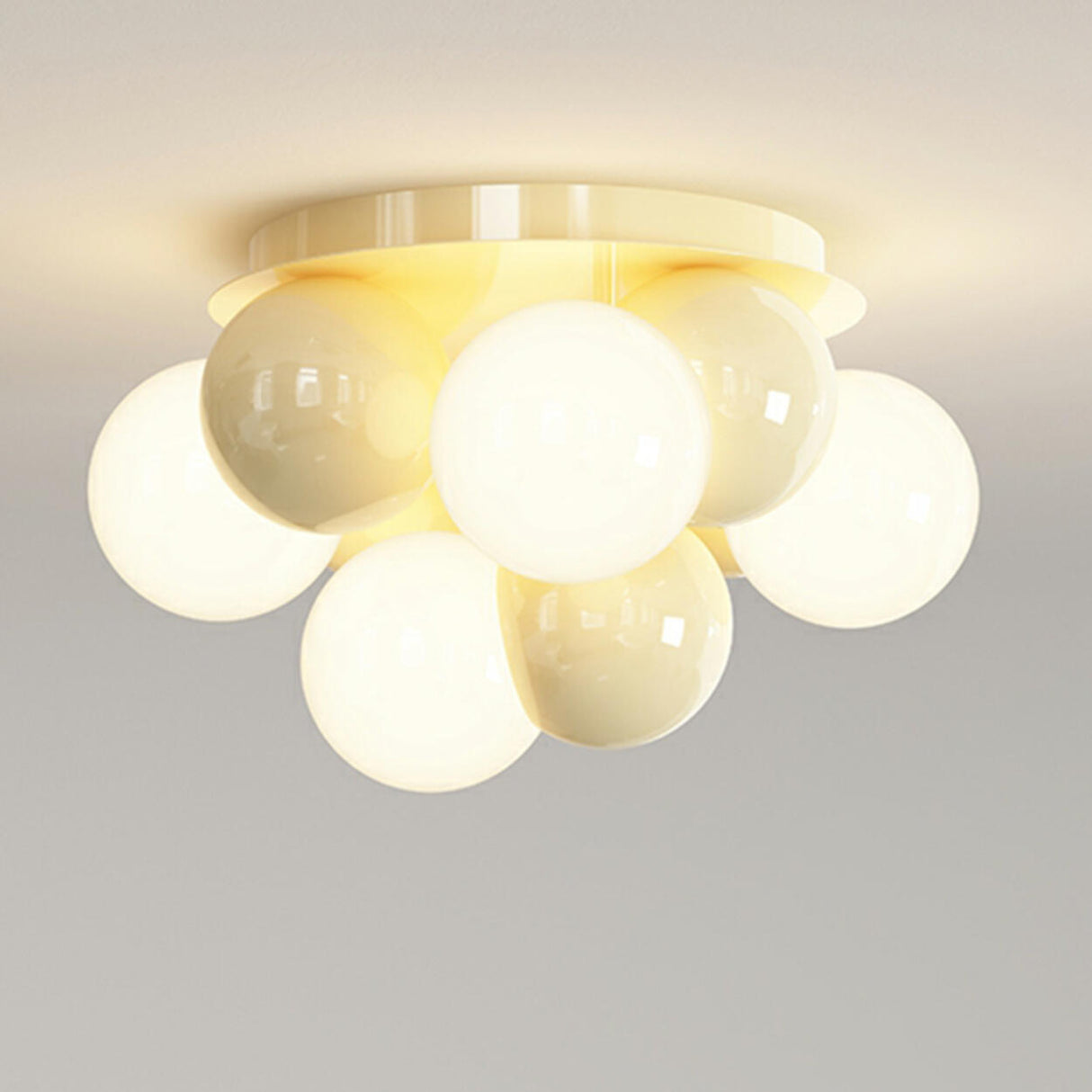 Whimsical White Bubble Small Flush Mount Ceiling Light Image - 7