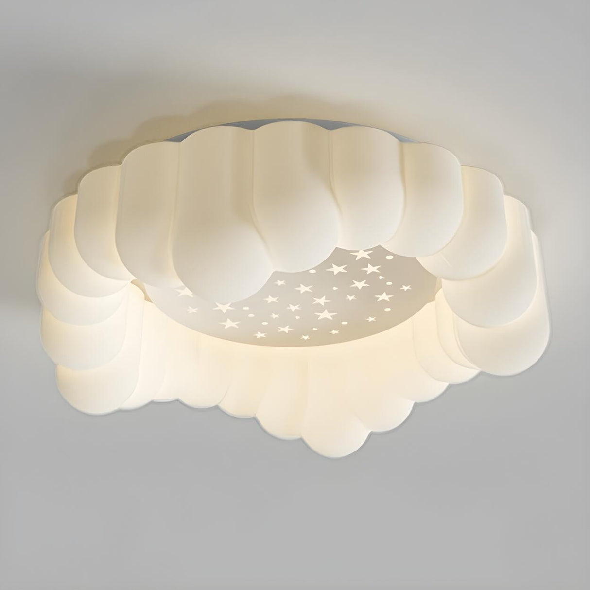 Whimsical White Cloud LED Flush Mount Ceiling Light Image - 11