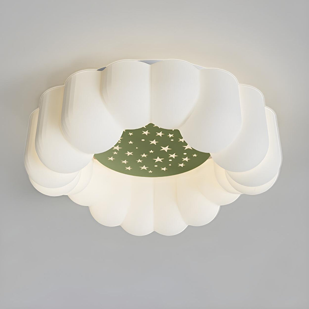 Whimsical White Cloud LED Flush Mount Ceiling Light Image - 12