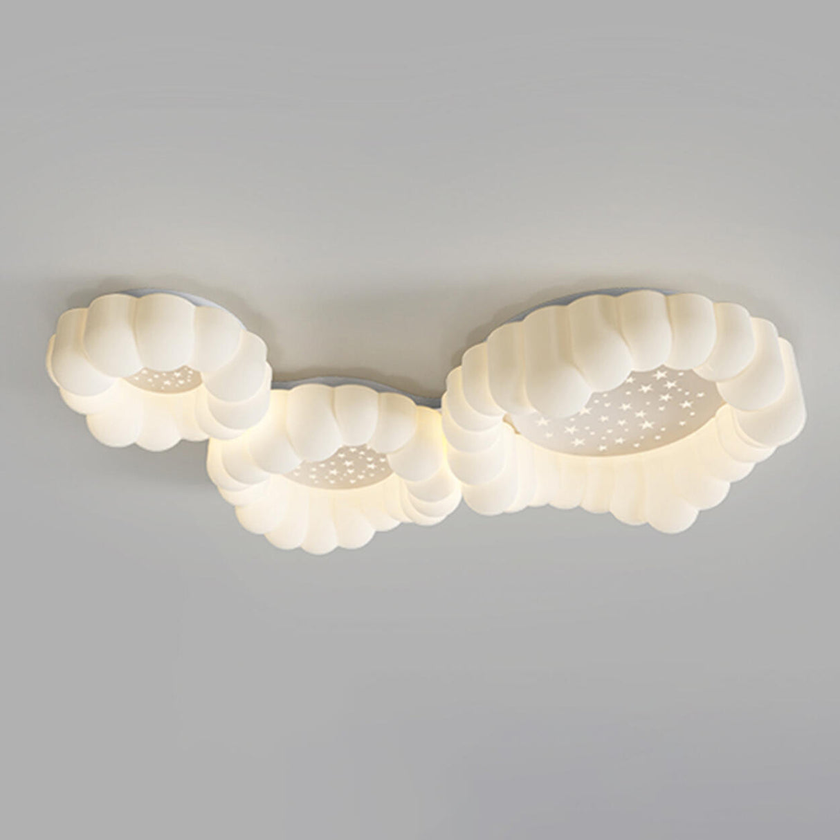 Whimsical White Cloud LED Flush Mount Ceiling Light Image - 2