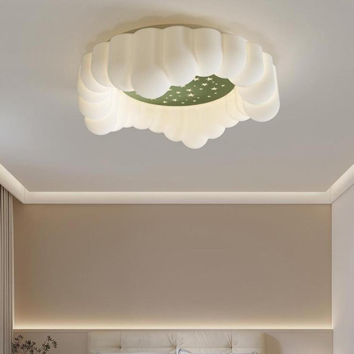 Whimsical White Cloud LED Flush Mount Ceiling Light Image - 4