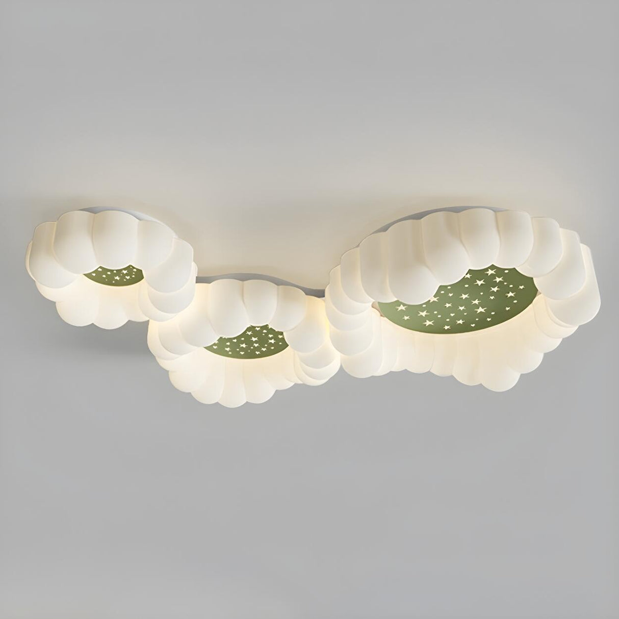 Whimsical White Cloud LED Flush Mount Ceiling Light Image - 5