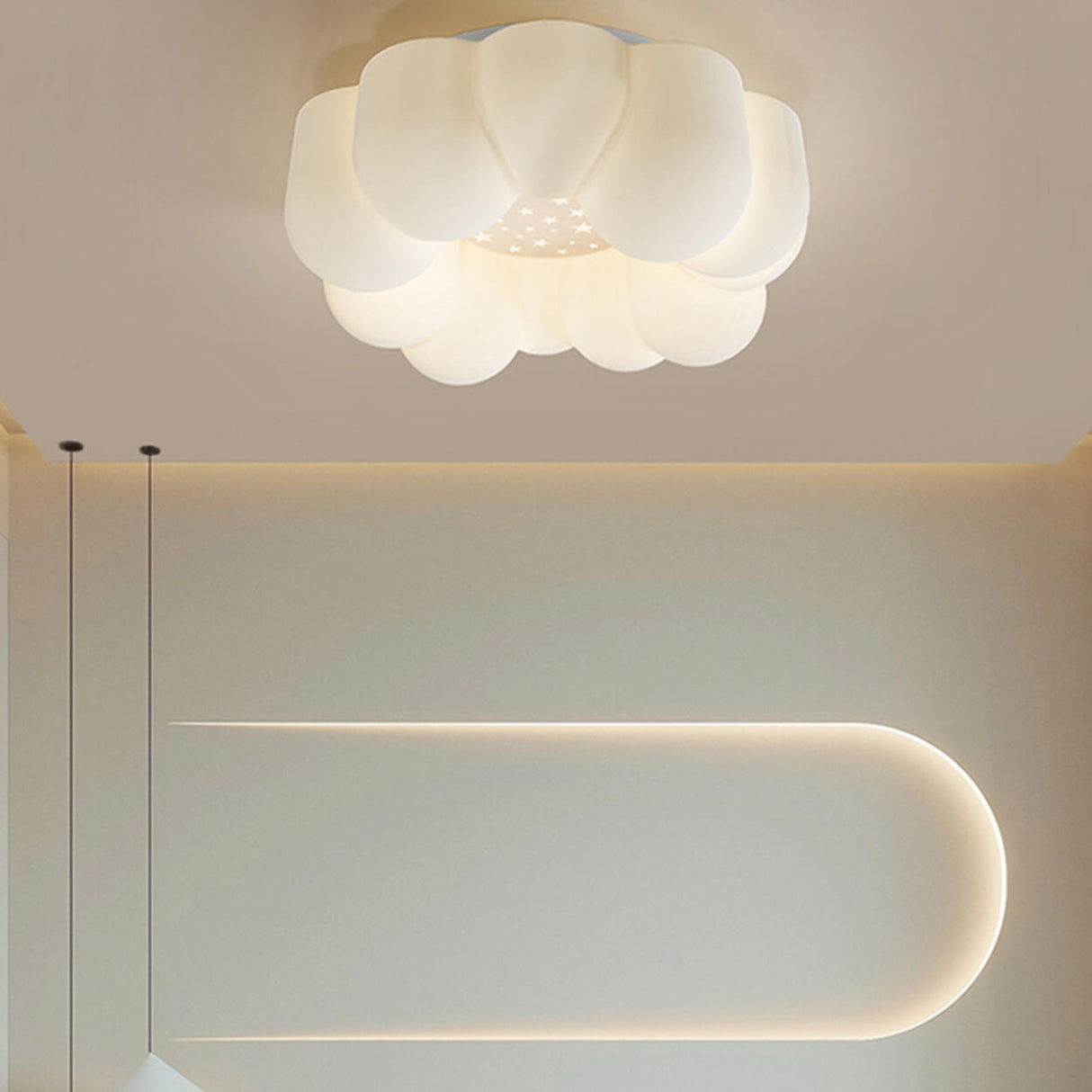 Whimsical White Cloud LED Flush Mount Ceiling Light Image - 6