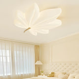 Whimsical White Resin Maple Leaf LED Flush Mount Light Image - 1