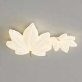 Whimsical White Resin Maple Leaf LED Flush Mount Light Image - 11