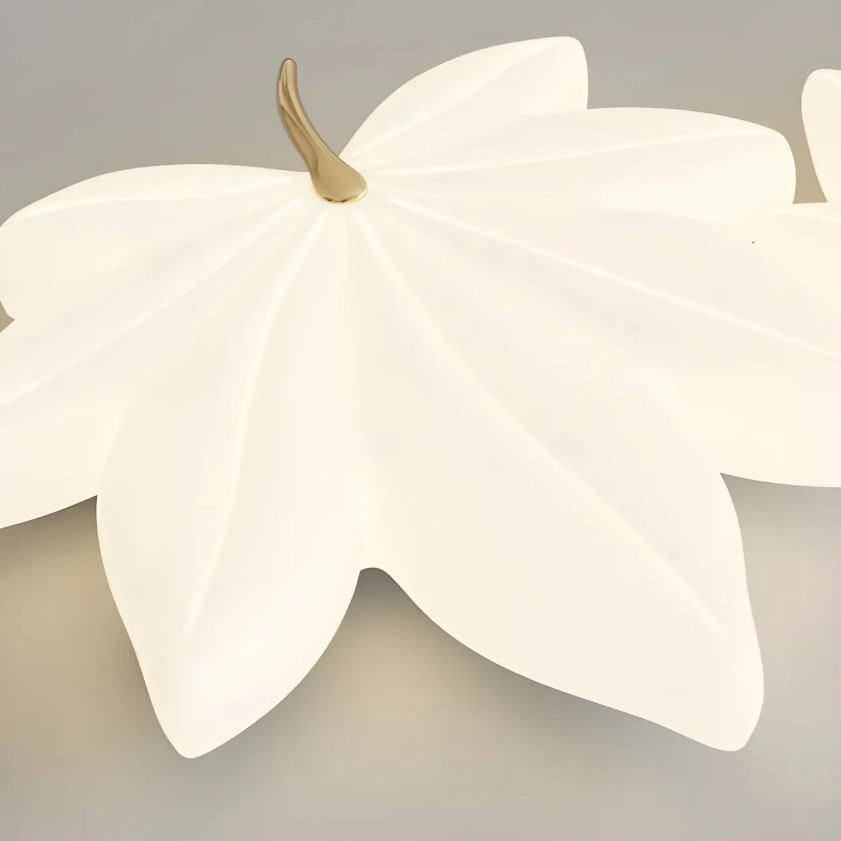 Whimsical White Resin Maple Leaf LED Flush Mount Light Image - 12