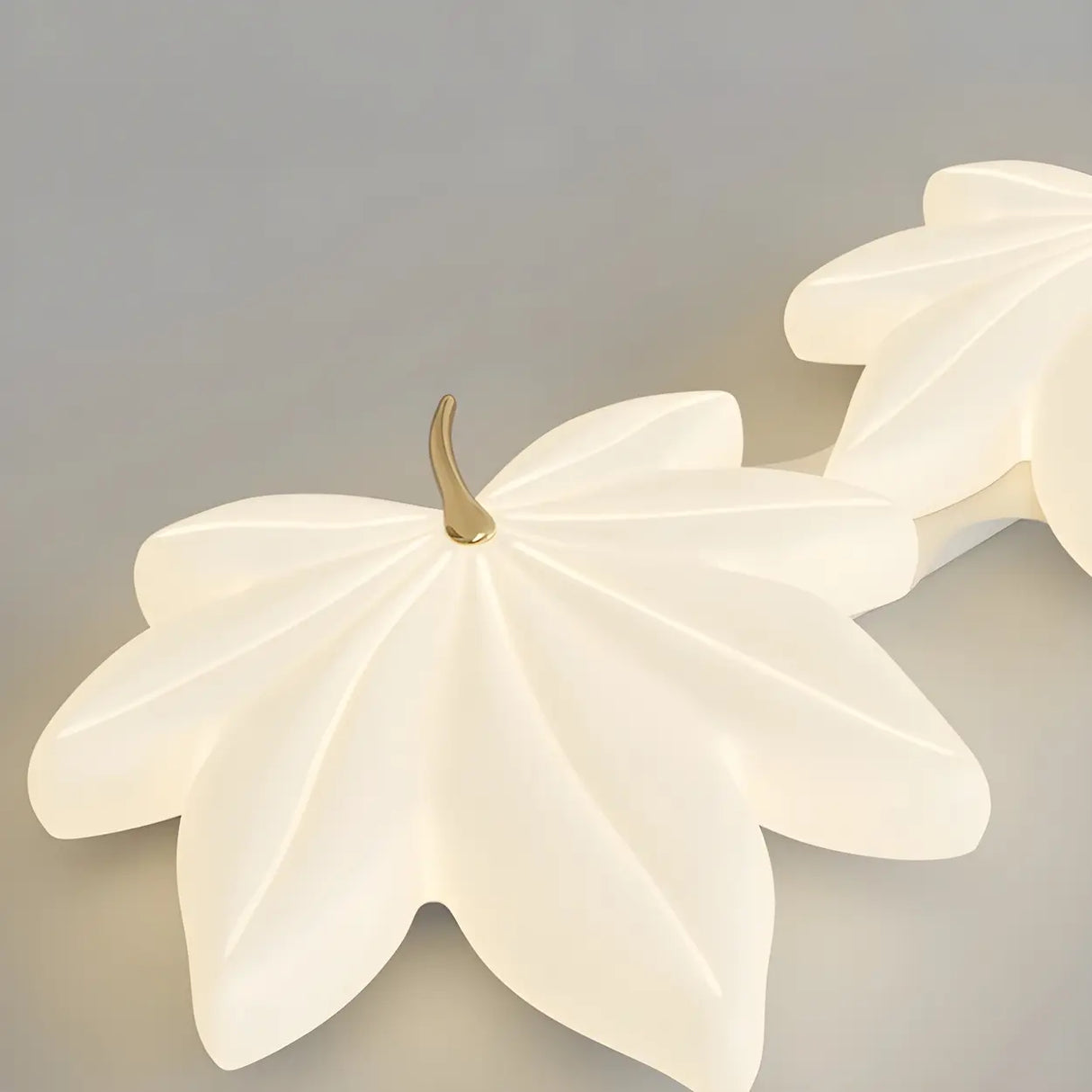 Whimsical White Resin Maple Leaf LED Flush Mount Light Image - 15