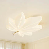 Whimsical White Resin Maple Leaf LED Flush Mount Light Image - 2