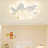 Whimsical White Resin Maple Leaf LED Flush Mount Light Image - 3