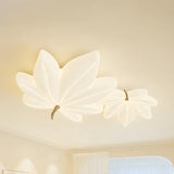 Whimsical White Resin Maple Leaf LED Flush Mount Light Image - 4