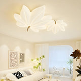 Whimsical White Resin Maple Leaf LED Flush Mount Light Image - 5