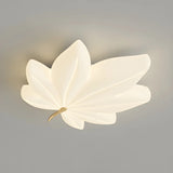 Whimsical White Resin Maple Leaf LED Flush Mount Light Image - 9